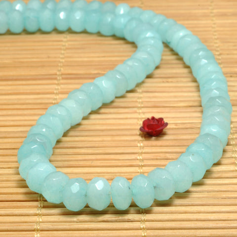 Malaysia Blue Jade faceted rondelle beads Amazonite color gemstone wholesale jewelry making diy