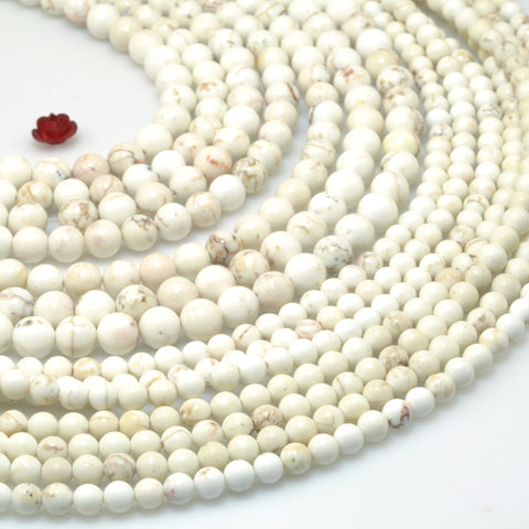 Natural White Turquoise smooth round beads wholesale loose gemstones for jewelry making diy bracelet necklace