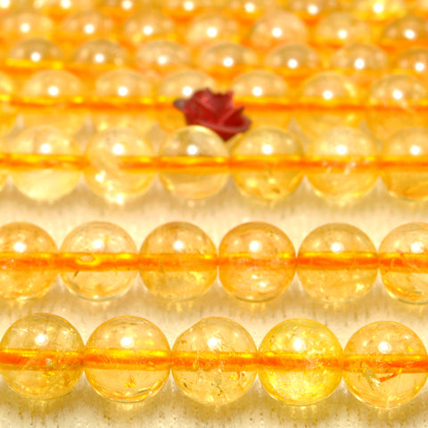 Natural Citrine smooth round beads golden yellow crystal stone wholesale jewelry making diy