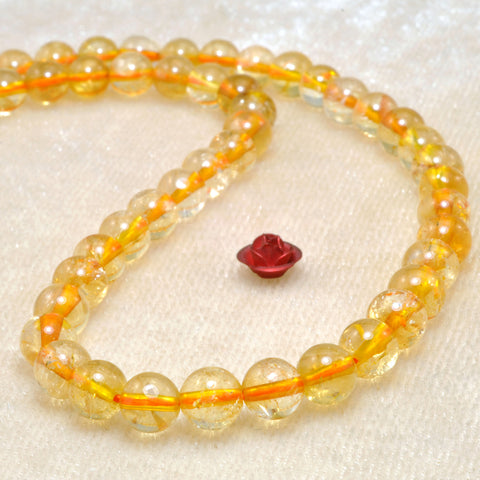 Natural Citrine smooth round beads golden yellow crystal stone wholesale jewelry making diy