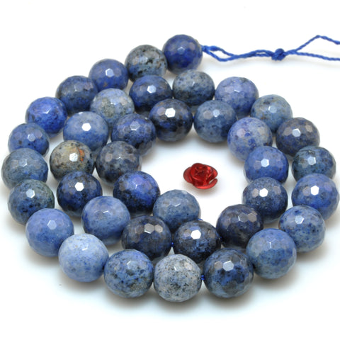 Natural Blue Dumortierite Stone faceted round beads gemstone wholesale jewelry making diy bracelet