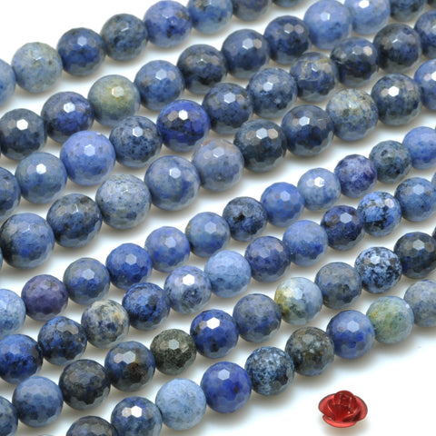 Natural Blue Dumortierite Stone faceted round beads gemstone wholesale jewelry making diy bracelet
