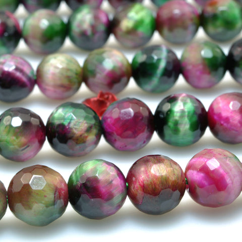 Galaxy Tiger Eye Stone faceted round beads wholesale gemstone green red tiger's eye for jewelry making diy bracelet