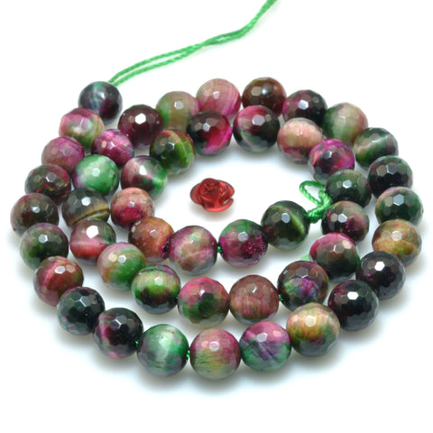 Galaxy Tiger Eye Stone faceted round beads wholesale gemstone green red tiger's eye for jewelry making diy bracelet