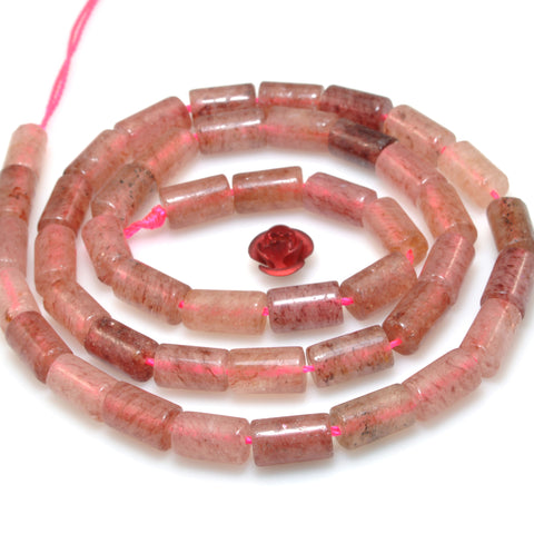 Natural Strawberry Quartz stone smooth tube beads whoelsale loose gemstones for jewelry making diy bracelet