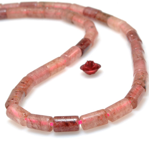 Natural Strawberry Quartz stone smooth tube beads whoelsale loose gemstones for jewelry making diy bracelet