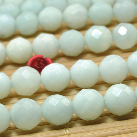 Natural Amazonite Stone faceted round beads loose gemstone wholesale for jewelry making diy bracelet necklace 8mm