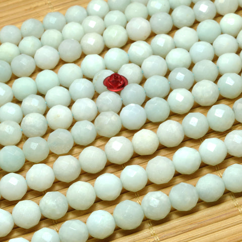 Natural Amazonite Stone faceted round beads loose gemstone wholesale for jewelry making diy bracelet necklace 8mm