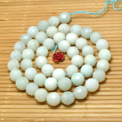 Natural Amazonite Stone faceted round beads loose gemstone wholesale for jewelry making diy bracelet necklace 8mm