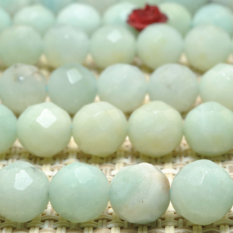 Natural Amazonite stone faceted round loose beads gemstone wholesale jewelry making diy bracelet necklace 8mm