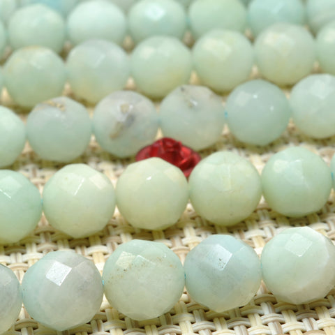 Natural Amazonite stone faceted round loose beads gemstone wholesale jewelry making diy bracelet necklace 8mm
