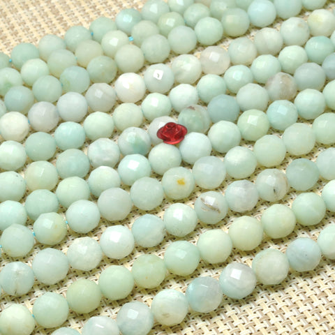 Natural Amazonite stone faceted round loose beads gemstone wholesale jewelry making diy bracelet necklace 8mm