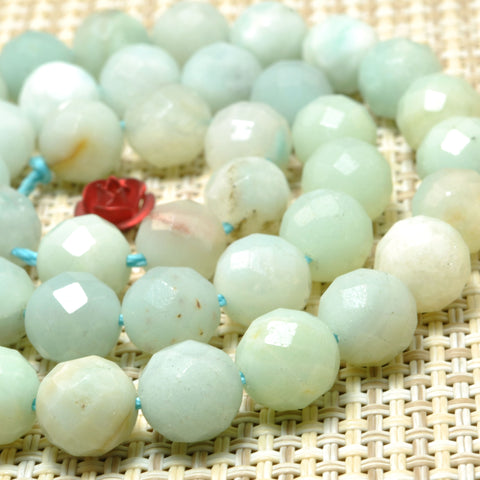 Natural Amazonite stone faceted round loose beads gemstone wholesale jewelry making diy bracelet necklace 8mm