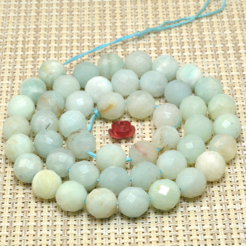 Natural Amazonite stone faceted round loose beads gemstone wholesale jewelry making diy bracelet necklace 8mm