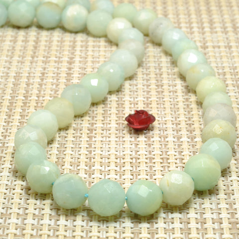 Natural Amazonite stone faceted round loose beads gemstone wholesale jewelry making diy bracelet necklace 8mm