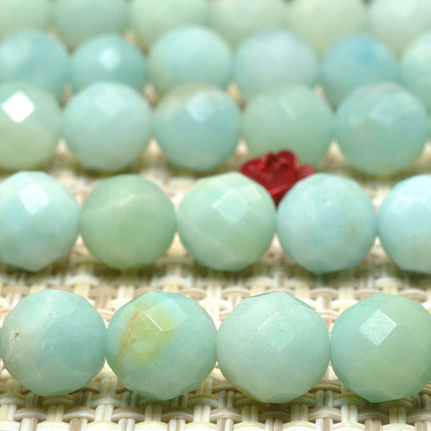 Natural Amazonite faceted round loose beads gemstone wholesale for jewelry making diy bracelet necklace 8mm