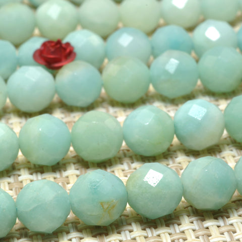 Natural Amazonite faceted round loose beads gemstone wholesale for jewelry making diy bracelet necklace 8mm