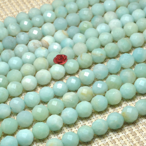 Natural Amazonite faceted round loose beads gemstone wholesale for jewelry making diy bracelet necklace 8mm