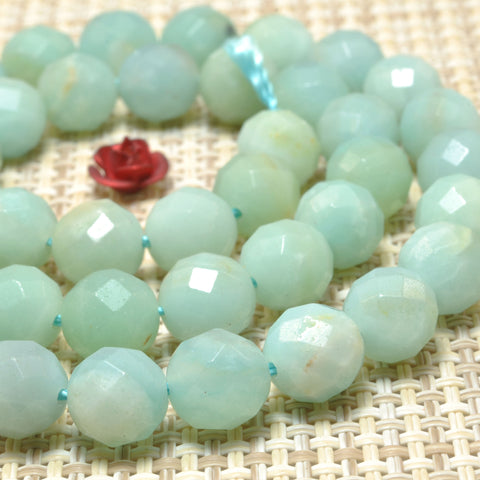 Natural Amazonite faceted round loose beads gemstone wholesale for jewelry making diy bracelet necklace 8mm