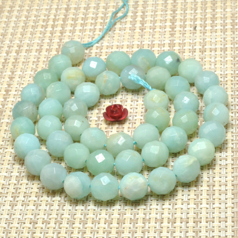 Natural Amazonite faceted round loose beads gemstone wholesale for jewelry making diy bracelet necklace 8mm