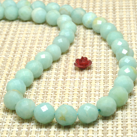 Natural Amazonite faceted round loose beads gemstone wholesale for jewelry making diy bracelet necklace 8mm