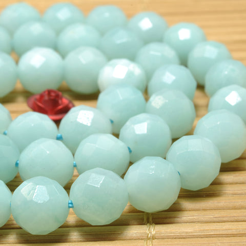 Natural Amazonite stone faceted round beads wholesale loose gemstones for jewelry making diy bracelet necklace 8mm