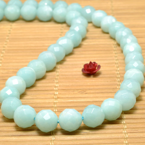 Natural Amazonite stone faceted round beads wholesale loose gemstones for jewelry making diy bracelet necklace 8mm