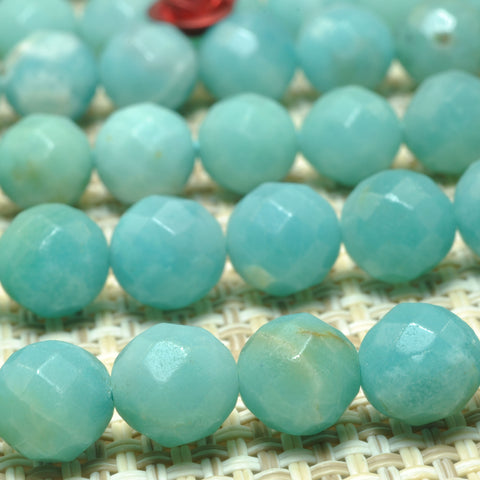 Natural Amazonite faceted round beads wholesale loose gemstone for jewelry making diy bracelet necklace 8mm