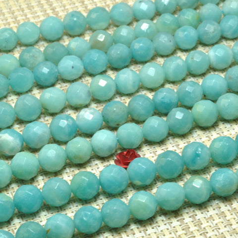 Natural Amazonite faceted round beads wholesale loose gemstone for jewelry making diy bracelet necklace 8mm