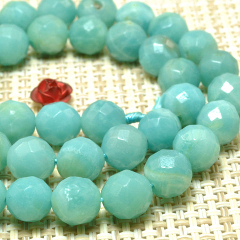 Natural Amazonite faceted round beads wholesale loose gemstone for jewelry making diy bracelet necklace 8mm