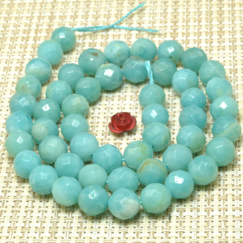 Natural Amazonite faceted round beads wholesale loose gemstone for jewelry making diy bracelet necklace 8mm