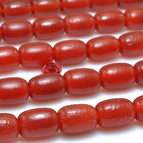 Carnelian stone frosted matte barrel drum beads red agate gemstone wholesale for jewelry making DIY bracelet necklace