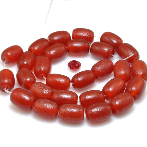 Carnelian stone frosted matte barrel drum beads red agate gemstone wholesale for jewelry making DIY bracelet necklace