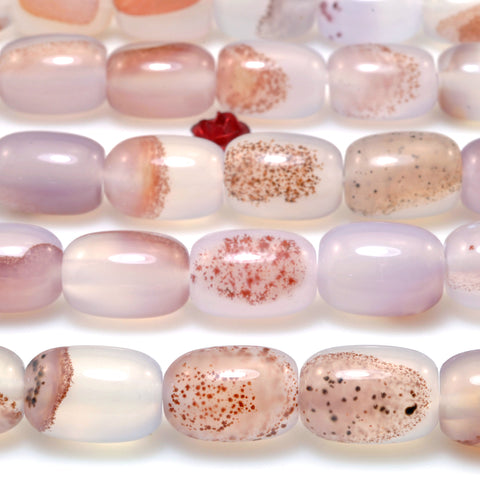 Natural Dendritic Agate smooth barrel drum beads Cinnabar Purple Ocean Agate stone wholesale gemstone for jewelry making DIY