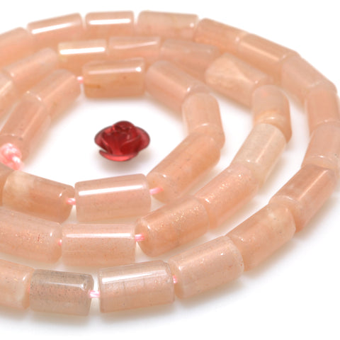 Natural Sunstone smooth tube beads whoelsale loose gemstones for jewelry making diy bracelet necklace