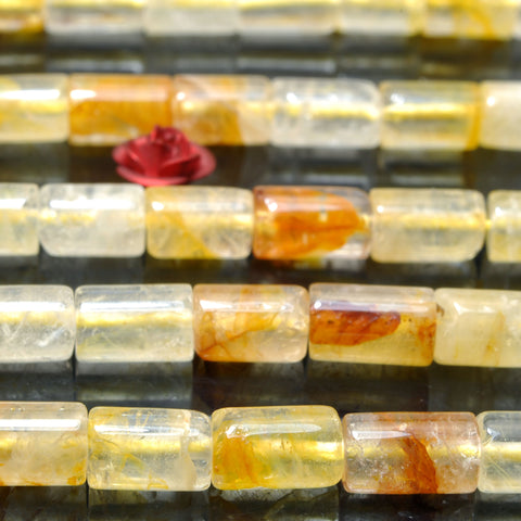 Natural citrine golden healer quartz smooth tube beads whoelsale yellow stone loose gemstones for jewelry making diy bracelet