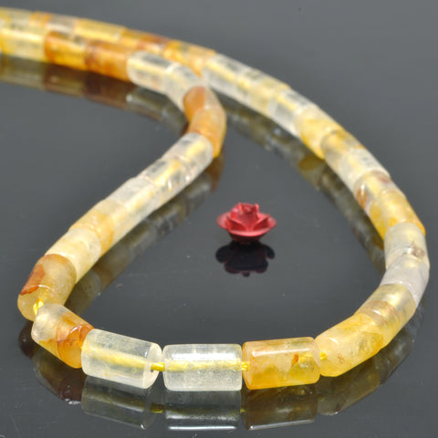 Natural citrine golden healer quartz smooth tube beads whoelsale yellow stone loose gemstones for jewelry making diy bracelet