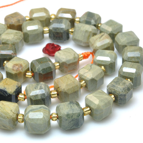 Natural Green Silver Leaf jasper faceted cube beads wholesale loose gemstone jewelry making bracelet necklace diy