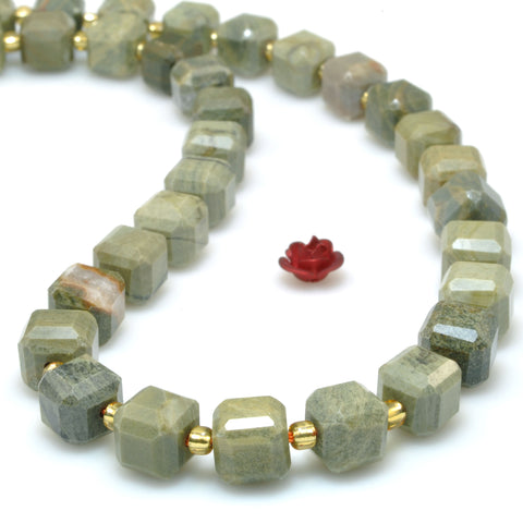 Natural Green Silver Leaf jasper faceted cube beads wholesale loose gemstone jewelry making bracelet necklace diy