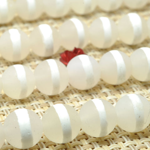 White Agate oneline Tibetan Agate matte round beads wholesale loose gemstone for jewelry making diy