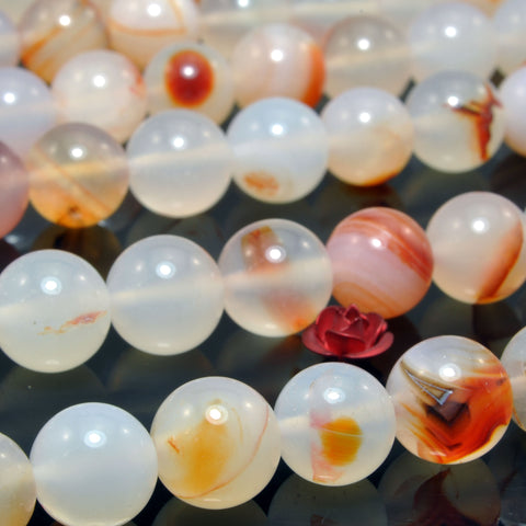 Natural Dendritic Agate ocean chalcedony smooth round beads wholesale gemstone Jewelry making diy
