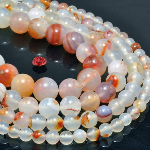 Natural Dendritic Agate ocean chalcedony smooth round beads wholesale gemstone Jewelry making diy