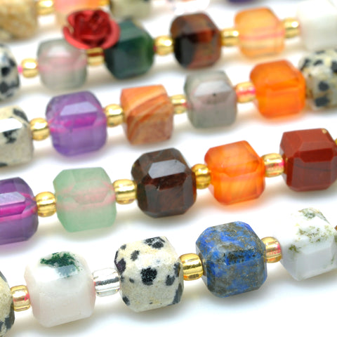 Natural mixed stones faceted cube beads multicolor jasper wholesale gemstone for jewelry DIY making bracelet necklace