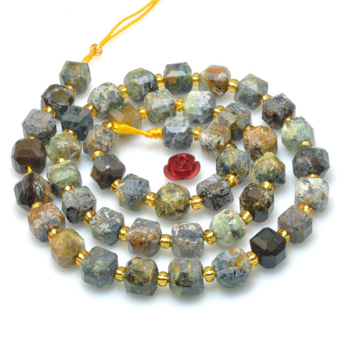 Natural Brazilian Opal faceted cube beads green brown opal stone wholesale gemstone for jewelry making diy bracelet necklace
