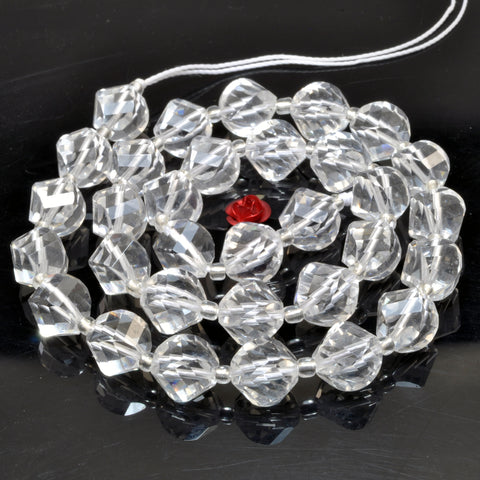 Natural Clear Rock Crystal faceted twist round beads whoelsale loose gemstone for jewelry making diy bracelet necklace
