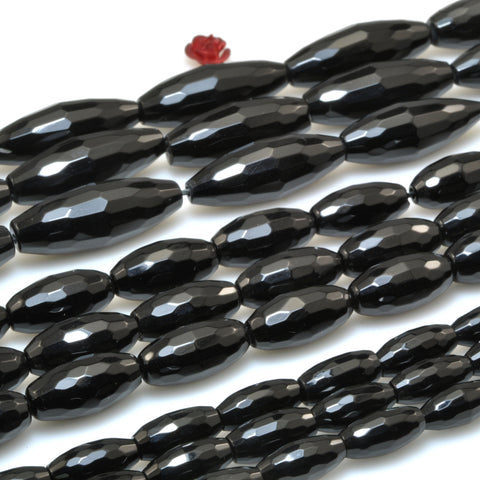 Black Onyx faceted rice beads wholesale loose gesmtones for jewelry making diy bracelet