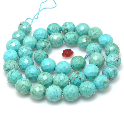 Green Turquoise faceted round beads wholesale loose gemstones semie precious stone for jewelry making diy bracelet necklace