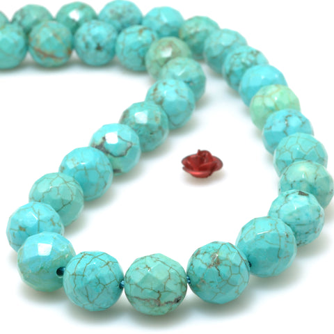 Green Turquoise faceted round beads wholesale loose gemstones semie precious stone for jewelry making diy bracelet necklace