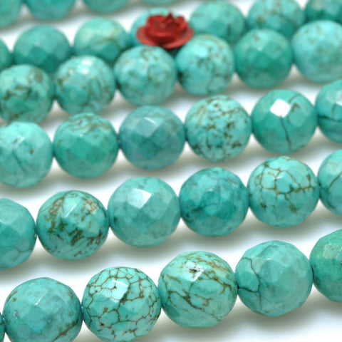 Green Turquoise faceted round beads wholesale loose gemstones semie precious stone for jewelry making diy bracelet necklace