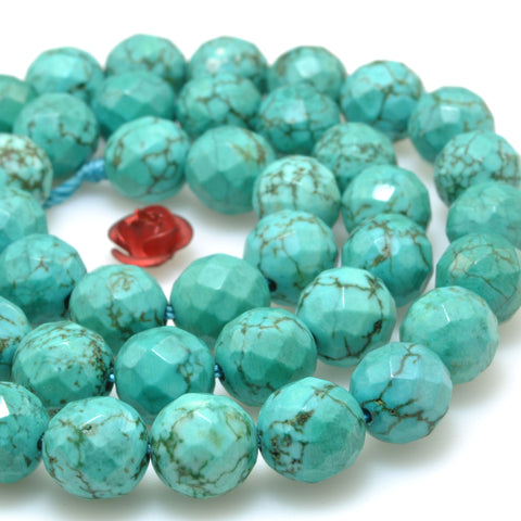 Green Turquoise faceted round beads wholesale loose gemstones semie precious stone for jewelry making diy bracelet necklace